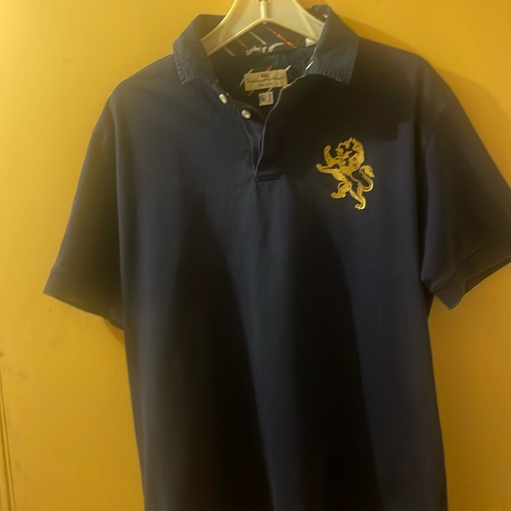 Canterbury of New Zealand blue gold short sleeve button down shirt xl